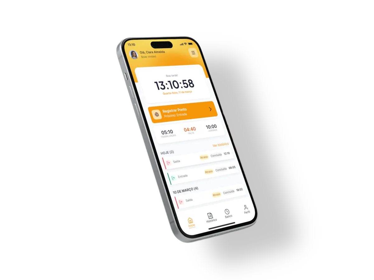 Aplicativo TUNNI Ponto no celular com registro de entrada e geolocalização